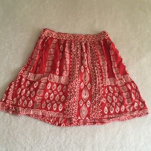 Angie red white tribal print mini flowy skirt